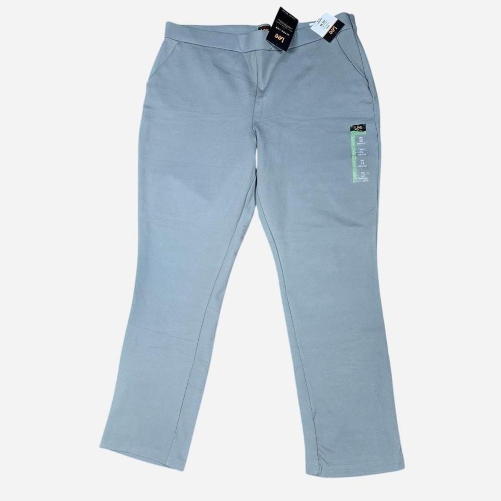 Lee Women's Straight Leg Pants Blue Pull-On Stretch Slacks NWT